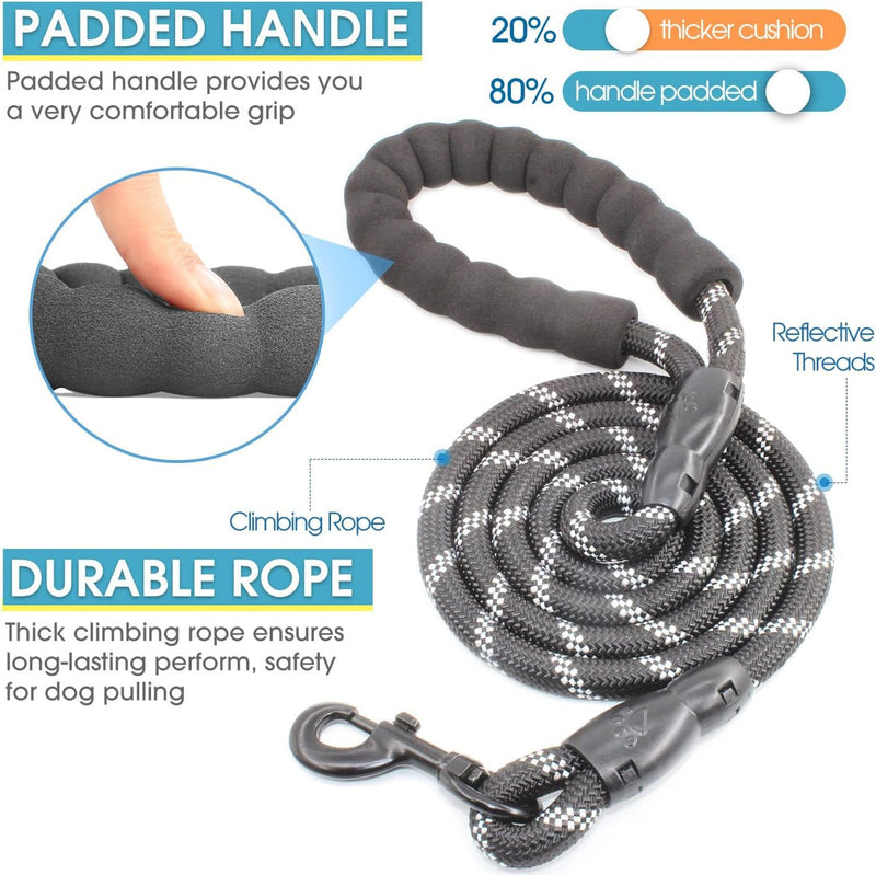 3 Dog Leash No Tangle, Heavy Duty Multiple Dog Lead Shock Absorbing Bungee with Padded Handle Removable Pet Traction Walking Rope for Medium Large Dogs (25-180 Lbs) Black - PawsPlanet Australia