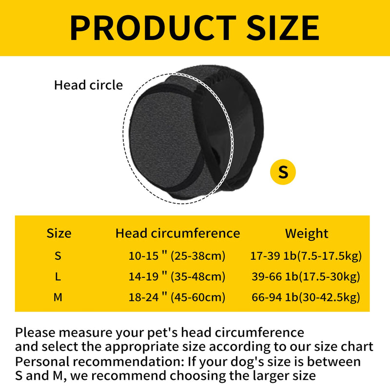 Dog Ear Muffs Noise Protection Waterproof Dog Ear Covers for Grooming Adjustable Pet Cats Dogs Calming Hood Pet Snood Swim Ears Protectors for Noise Anxiety Thunder Fireworks Swimming Bath (S) S