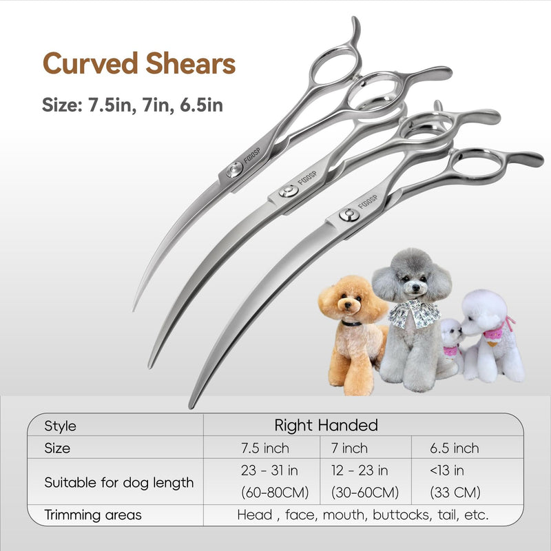 Professional 45°Curved Grooming Scissors for Dogs 7.0 in Big Arc Curved Shears for Professional Groomer Japan VG10 High-carbon Steel Right Hand Matte 45° Curved Shears 7.0 in,Matte - PawsPlanet Australia
