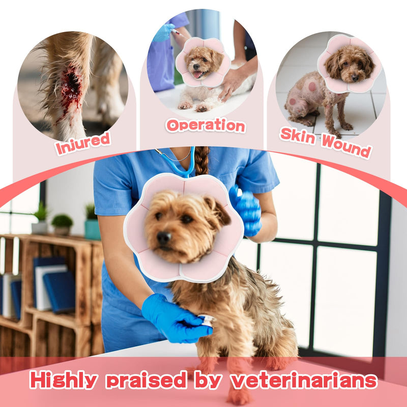 Soft Dog Cone Collar Alternative for Small Dogs(Adult Yorkshire Adult Chihuahua), Adjustable Protective Dog Head Recovery Cone, Elizabethan Comfortable Neck Pillow Cone After Surgery Anti Licking Pink S(Neck Girth:7"-9.8")