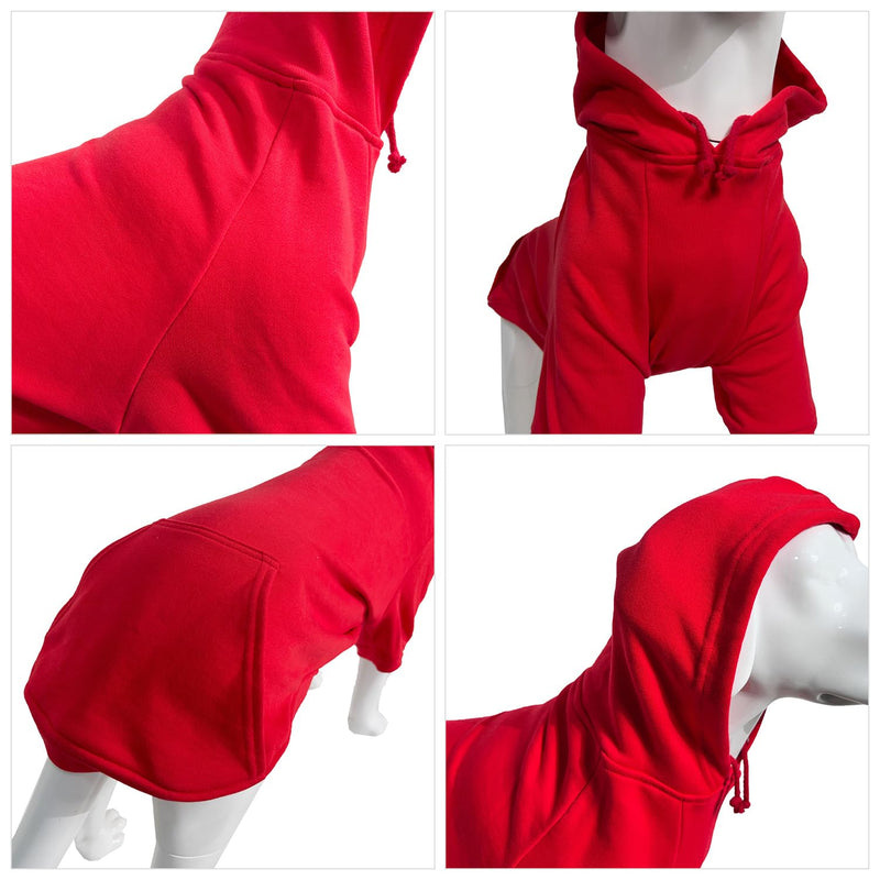 Lovelonglong Blank Basic Hoodie Sweatshirt for Dogs 100% Cotton Fits Small Medium Dachshund Large Dog Red 4XL 4XL (-80lbs) - PawsPlanet Australia