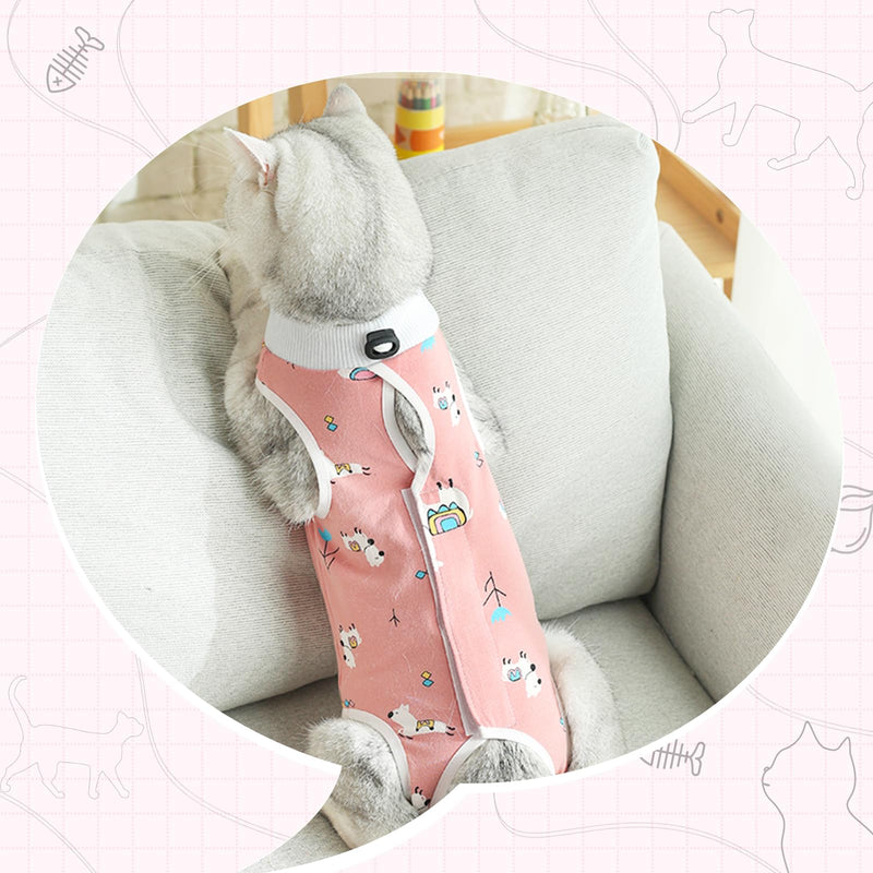 2 PCS Cat Recovery Suit Female Cat Onesie for Cats After Surgery Spay Abdominal Wounds, Kitten Surgery Recovery Suit Female Breathable E-Collar Alternative Kitten Onesie Anti Licking Medium Sheep+Bear