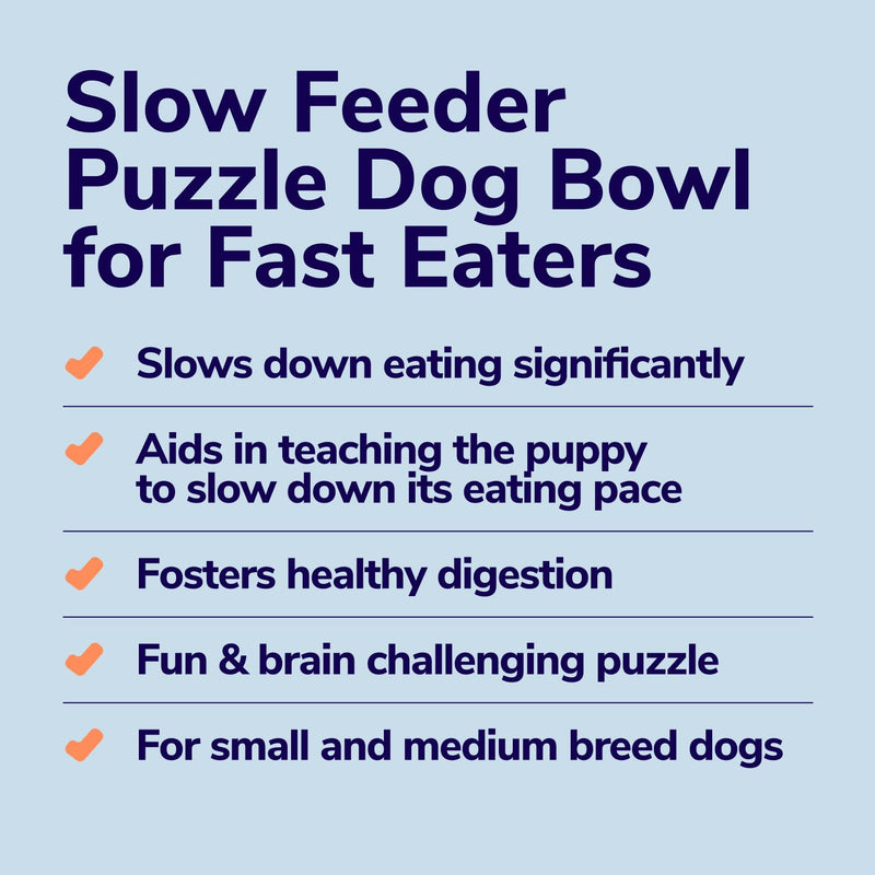 Slow Feeder Dog Bowls for Fast Eaters - For Small, Medium Sized Dogs - Dog Puzzle Maze Helps Slow Down Eating - Adult, Puppy Food Bowl for Bloat Stop - Non-Slip Dog Slow Feeder Bowl (Blue) Blue - PawsPlanet Australia