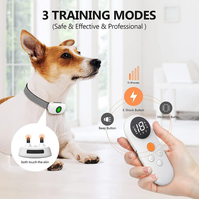 Extra Small Size Dog Training Collar with Remote for Small Dogs 5-15lbs and Puppies with Shock - Waterproof & 1000 Ft Range White - PawsPlanet Australia