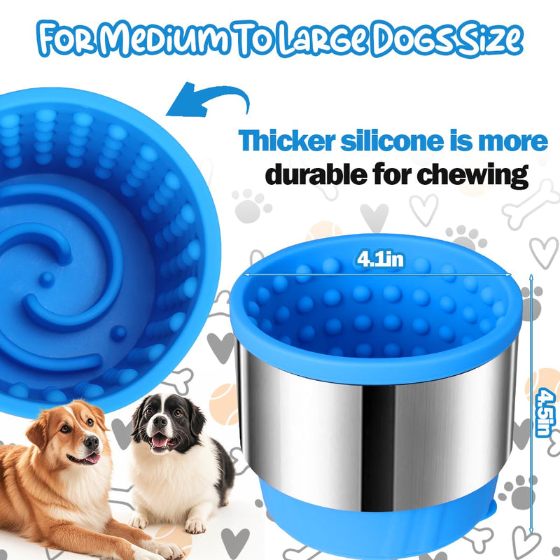 AIERSA Dog Freeze Bowl, Lick Bowl for Dogs, Upgraded Metal Anti-Chew Prottection, Slow Eating Dog Bowl, Dog Peanut Butter Lick Bowl,Silicone Slow Feeder Dog Bowls for Large Small Puppy Dogs - PawsPlanet Australia