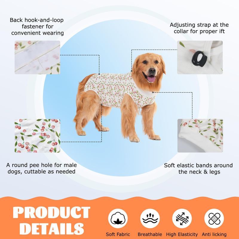 Dog Surgery Recovery Suit, Anti-Licking Postoperative Shirt for Female Spay Male Neuter, Breathable Onesie Soft Bodysuit for Abdominal Wound Skin Disease, Professional Alternative to Cone Cherry L