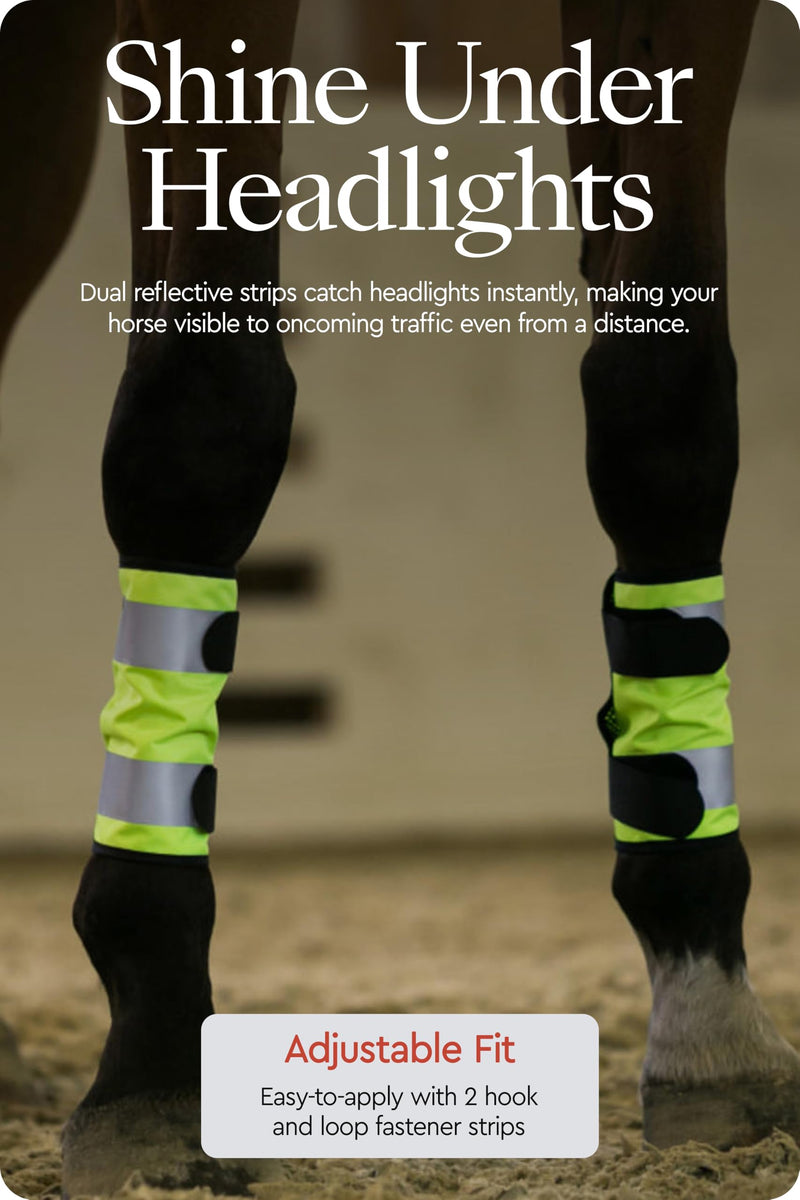 HORZE Reflective Leg Wraps for Horse-Pair - Yellow - One Size - PawsPlanet Australia