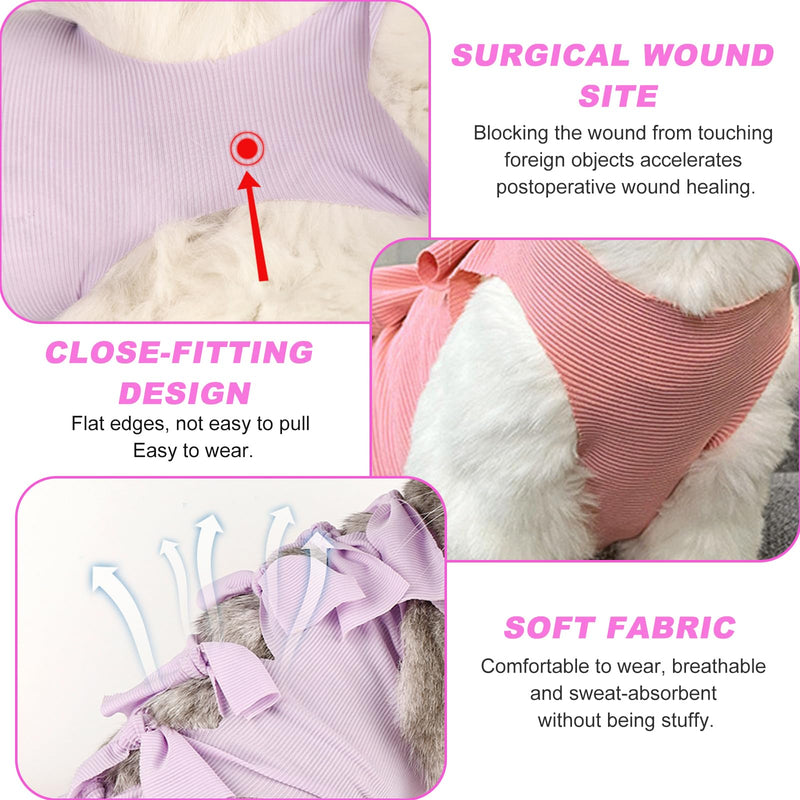 2 Pcs Cat Recovery Suit, Soft Post Surgery Onesie, Anti Licking for Abdominal Wounds, E-Collar Alternative