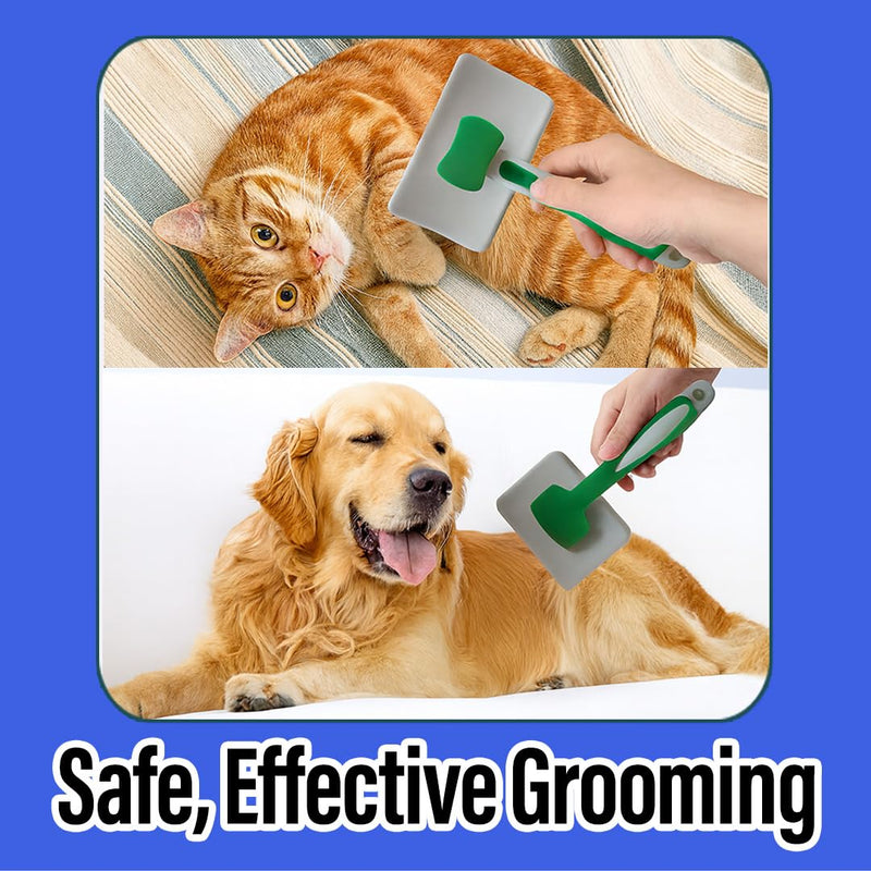 2 Pcs Self Cleaning Deshedding Dog Brush & Bath Brush - Skin Friendly Shedding Grooming Tool For Dogs, Cats And Puppies, Premium Pet Supplies, Green - PawsPlanet Australia