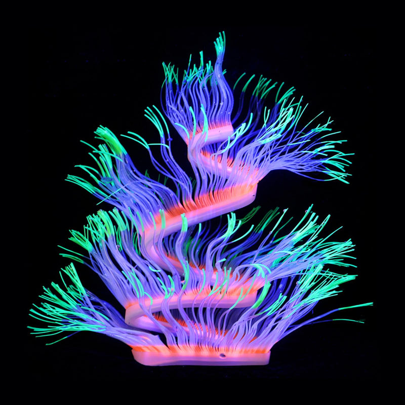 WishLotus Fish Tank Coral Ornaments, Artificial Soft Silicone Aquarium Coral Decorations Colorful Lifelike Glowing Fish Tank Decorations Accessories for Aquarium Landscaping (Green) Green