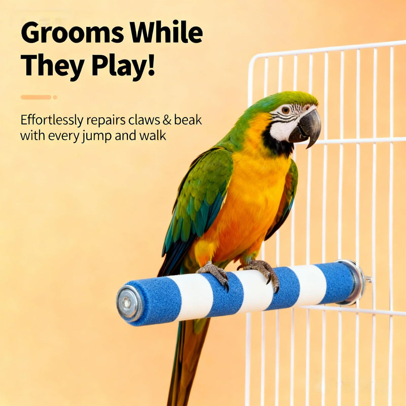 AOTU Bird Perch Rough-surfaced Parrot Perch Bird Stand for Cage– Durable Beak & Claw Trimming Grinding Stone for Conure, 7.9” x 1” – Safe Non-Toxic Long-Lasting Cockatiel Cage Accessory Blue and White 7.9” - PawsPlanet Australia