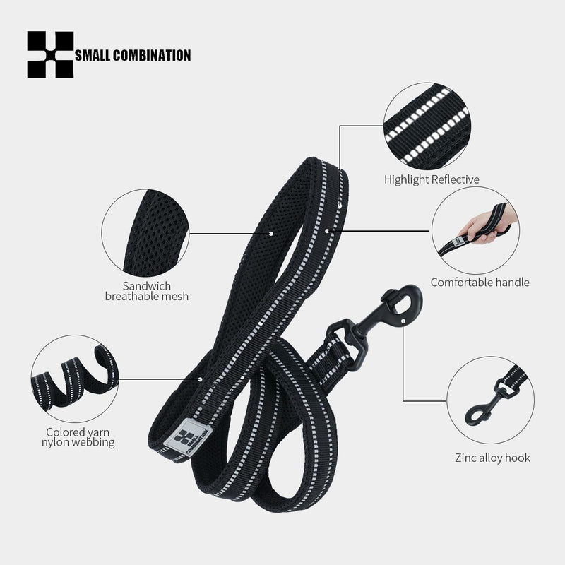 Reflective Dog Leash Short Dog Leash Dog Harness Leash Strong Dog Leash Leash for Big Dog Leash for Small Dogs Medium Dog Leash Light Dog Leash Braided Dog Leash S Black - PawsPlanet Australia