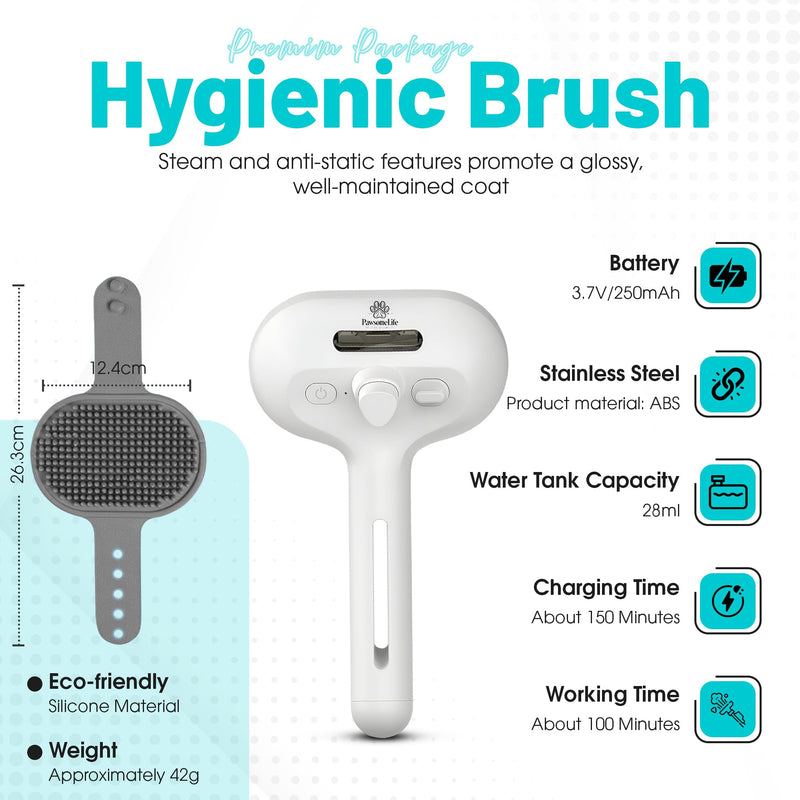 Pet Hair Removal Steam Brush with Enhanced Spray.Rechargeable Pet Steam Brush for Dog & Cat – 3-in-1 Spray Hair Removal Comb – Steam for Shedding & Grooming Includes With Bath Brush - PawsPlanet Australia