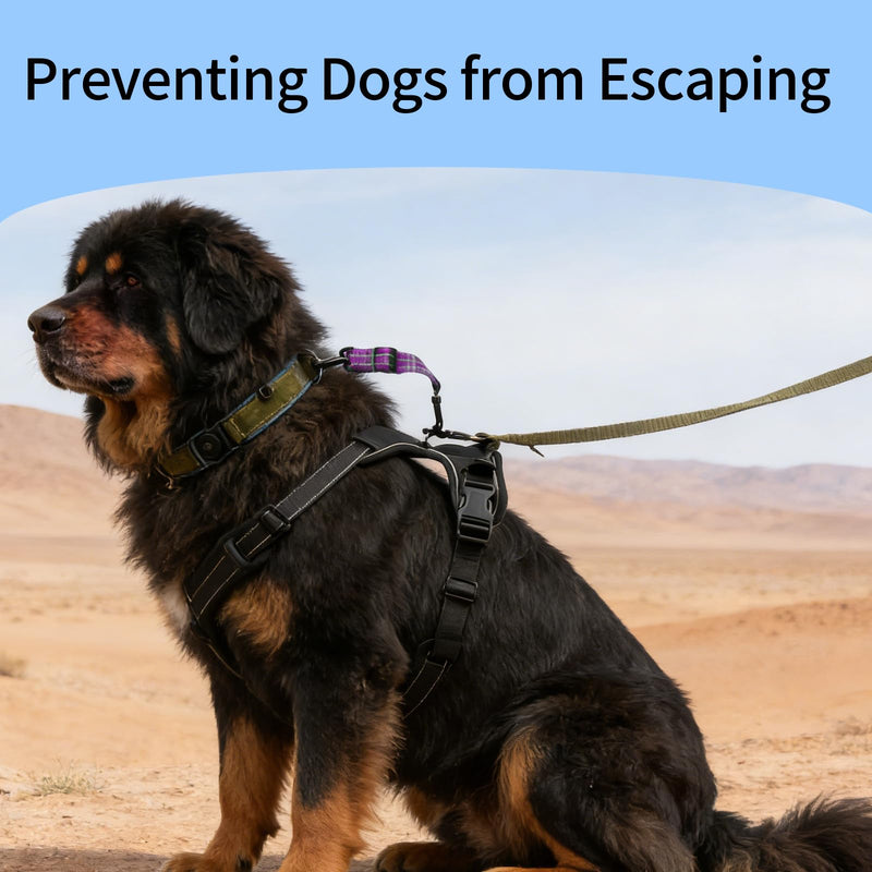 Prong Collar Safety Clip - Double Ended Dog Collar Safety Clip, Adjustable Backup Clip for Dog Harness Connectors, Heavy-Duty Dog Safety Clip & Dog Leash Clip for Walking, Running, Hiking - Purple