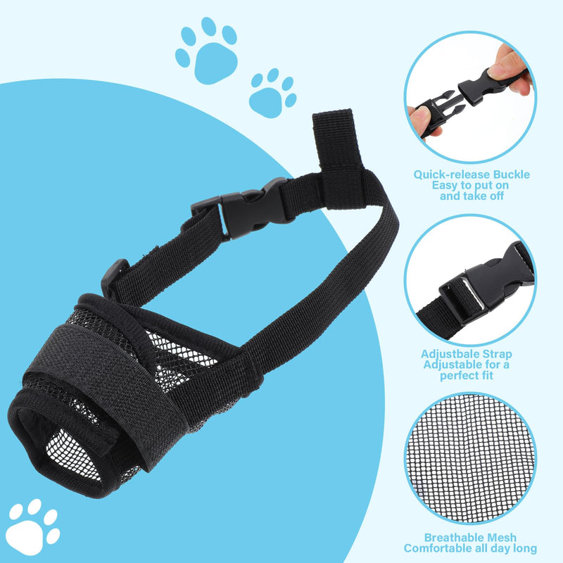 Breathable Muzzle for Dog, Soft Mesh Muzzle for Small Medium Large Dogs, Adjustable Dog Mouth Guard to Anti Biting, Barking, Chewing, and Scavenging, No Bark Dogs Muzzles, Black - PawsPlanet Australia