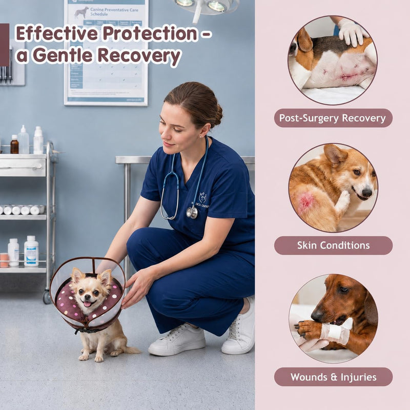 Avont 2-in-1 Inflatable Dog Cone Collar with Transparent Shield, Soft Donut E-Collar Alternative After Surgery to Stop Licking, Recovery Cone for Small Dogs - Donut (S) S(Neck: 3.94"-7.09")