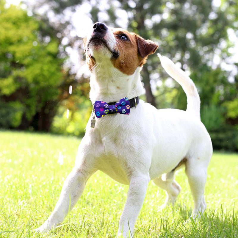 PET SHOW Paw Bone Printed Small Dogs Bowties Collar Charms Bows Attachment Medium Large Puppies Cats Accessories Bulk Slides S/M (3.8*1.8) 50pcs/lot - PawsPlanet Australia