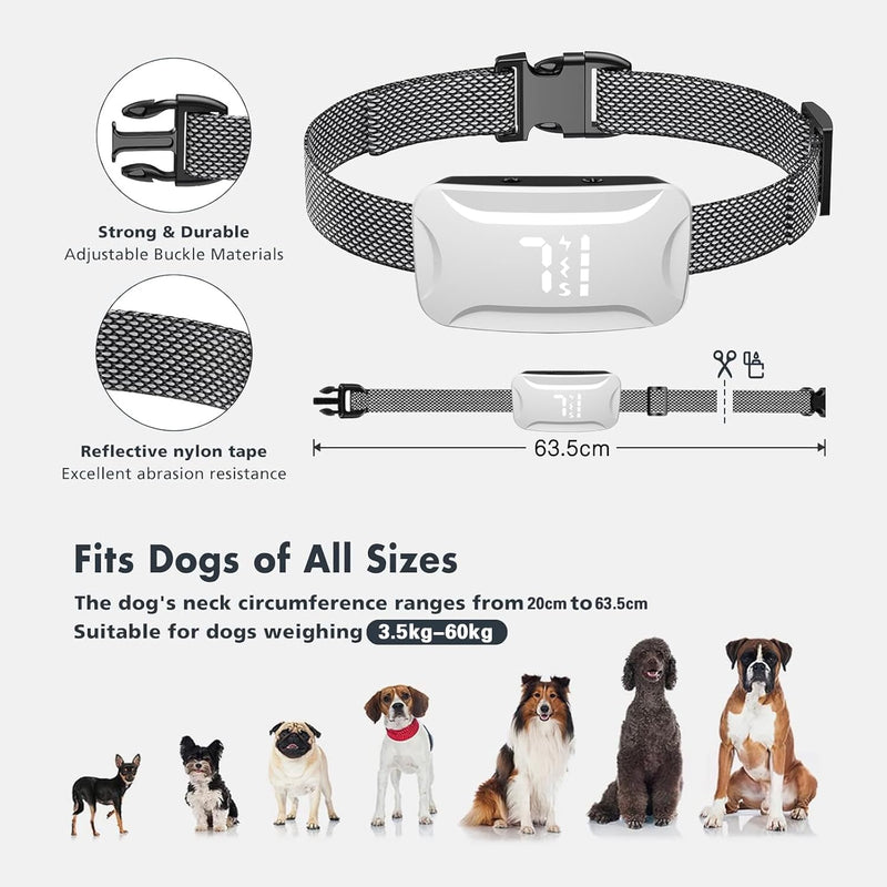 Bark Collar for Dogs - Shock Collar for Large/Medium/Small Dog, Rechargeable Anti Barking Device with 7 Sensitivity Levels & 8 Shock and Vibration Levels, Weatherproof & Durable Bark Collar for Dogs - PawsPlanet Australia