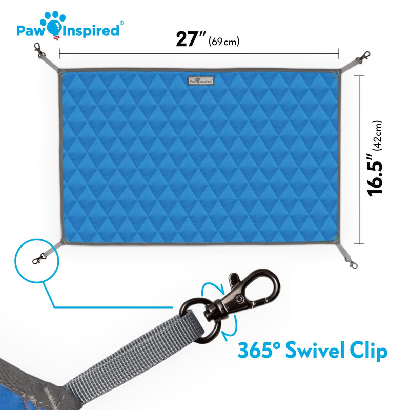Paw Inspired Hanging Fleece Hammock for Ferrets, Rats, Chinchillas, Sugar Gliders, Small Pets | Hideout Toy for Guinea Pigs, Hamsters | Swivel Clips for Small Animal Cages (Gray/Blue) Gray/Blue - PawsPlanet Australia