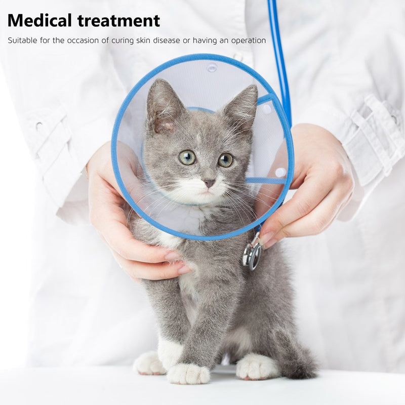 Cat Cone Collar, to Stop Licking, Recovery Elizabethan After Surgery, Clear Soft Neck E-Collar, Not Block Vision, for Kitten Puppy Dog Pet in Surgery Remedy - M in Blue 6"-9" - PawsPlanet Australia