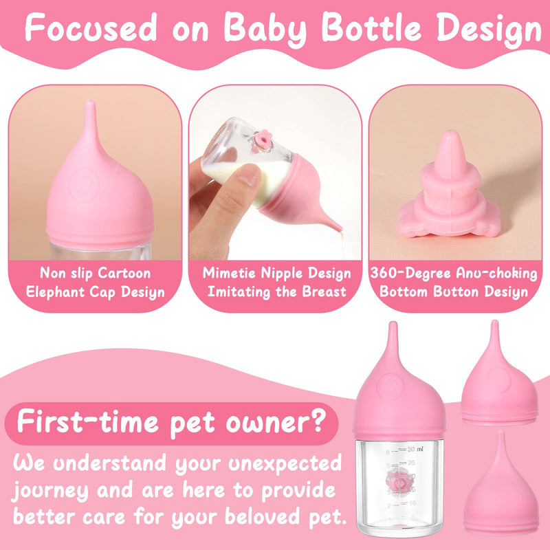 Pet Feeder Bottle Kitten Bottles for Nursing Silicone Kitten Bottle Feedings Kit Anti-Choking Puppy Bottles Reusable Puppy Feeding for Newborn Kittens Puppies Small Animals - PawsPlanet Australia