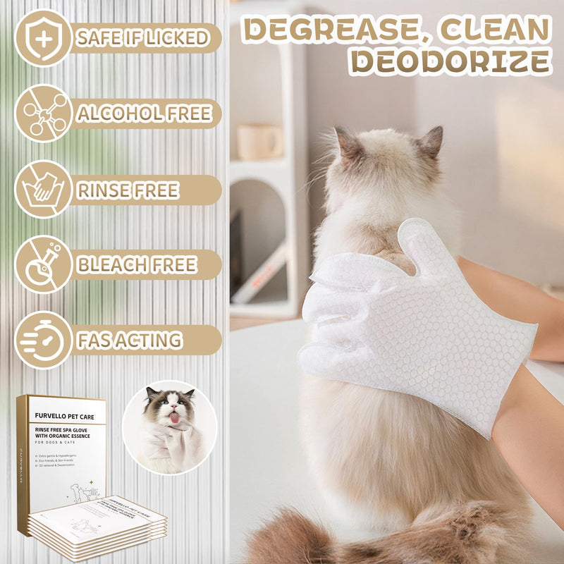 4 in 1 Pet Glove Wipes for Dogs & Cats, 7 Plant Extracts, Hypoallergenic Pet Cleaning Wipes, Dog Washing Gloves Extra Thick, Lick-Safe, Rinse Free for Grooming and Travel, 6PCS Fruit Scent 6 Count – Travel Pack - PawsPlanet Australia