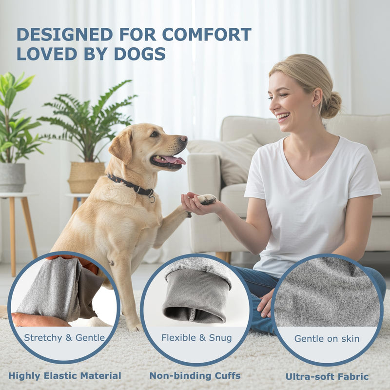 Pet Dog Front Leg Knee Pads, Braces Recovery Sleeve Leg Hock Brace Elbow Protector for Medium Large Dog 2Pcs,Grey &Footprints(L) L