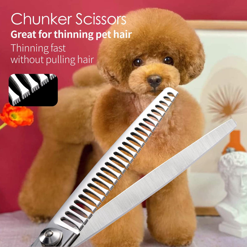 Professional Thinning Shears for Dogs with Micro Serrated Edge 8 inch Dog Grooming Scissors Long Chunkers Shears Japan 440C 70% Thinning Rate 26 Teeth(8in) 8.0 in - PawsPlanet Australia