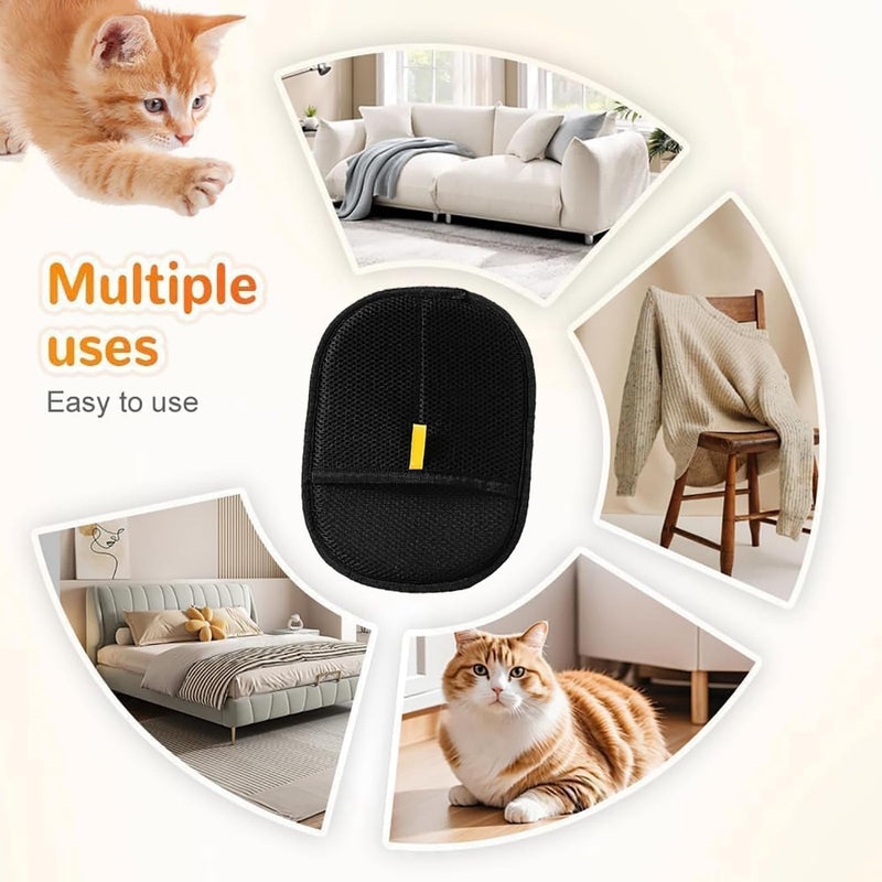 2 Pack Pet Hair Removal Glove, 2025 New Washable Reusable Electrostatic Gloves Pet Hair for Cat and Dog, Dual-Sided Grooming Gloves, with Electrostatic Tech, for Carpet, Couch, Furniture （with Brush） - PawsPlanet Australia