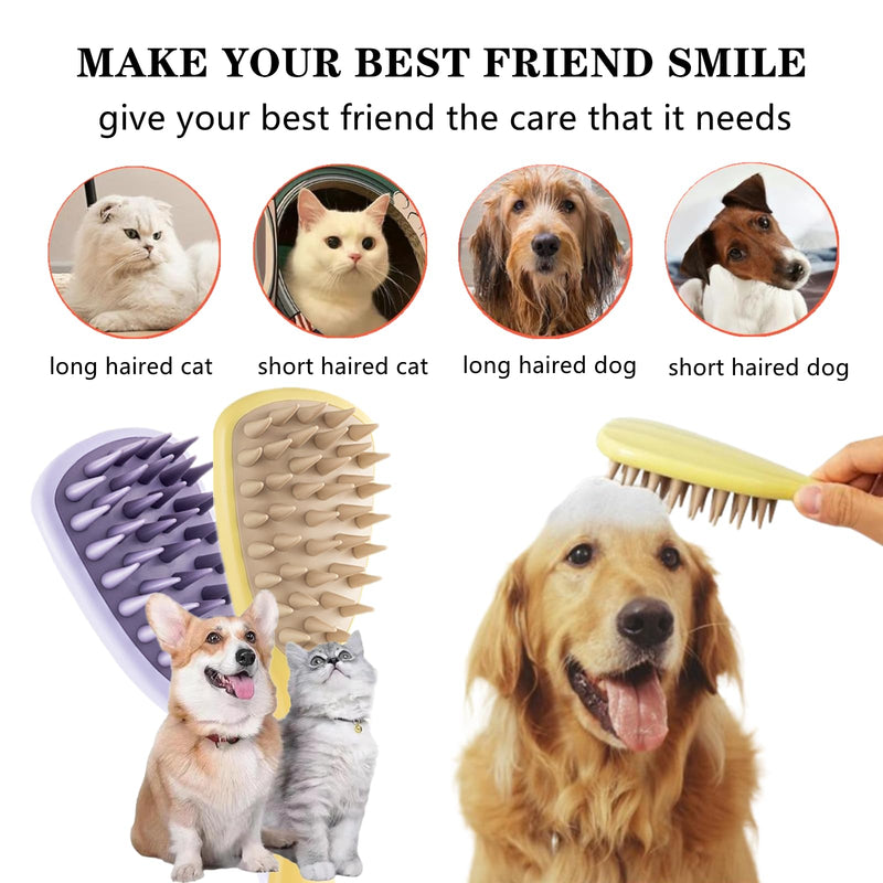 2 PCS Dog Bathing Brush Premium Dog Washing Brush Pet Bath Brush Pet Silicone Shampoo Brush with Handle for Long & Short Hair Pets Dogs Cats,Bathing, Massaging, Hair Removal - PawsPlanet Australia