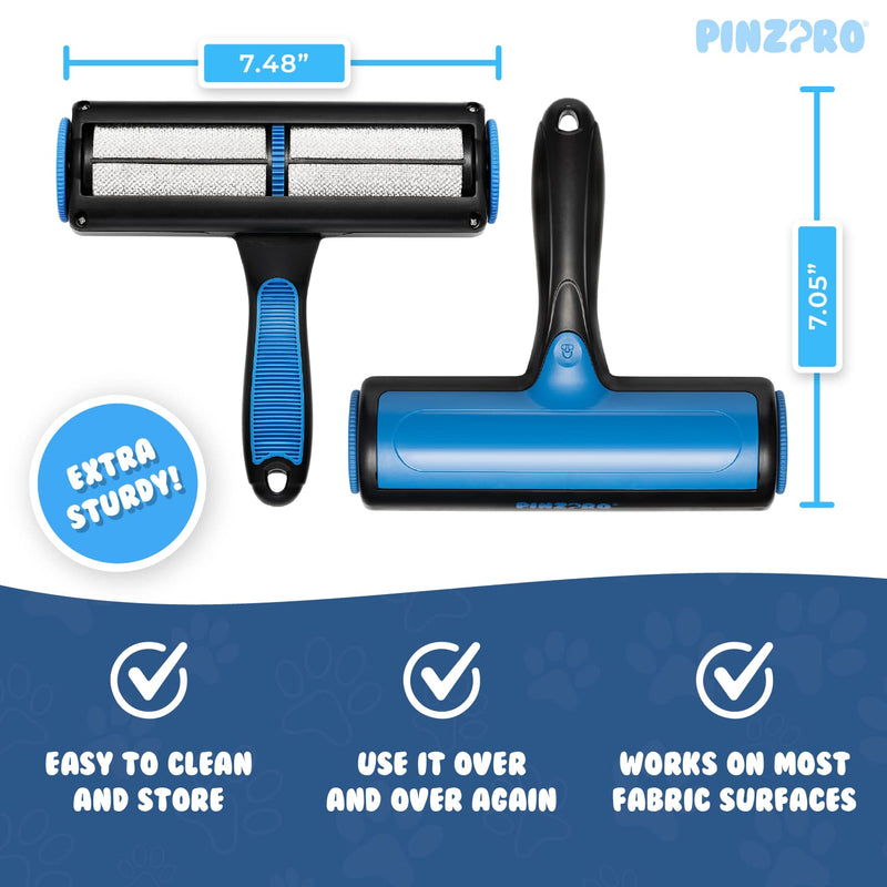 Pet Hair Remover + Bonus Mini Pet Detailing Brush - Reusable Lint Roller - Cat Hair Remover Roller - PinzPro Dog Hair Remover Set for Carpet, Couch, Bed, Car Seat. - PawsPlanet Australia