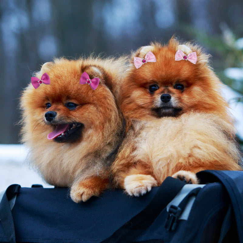 RIMOBUL 50PCS Yorkie Pet Hair Bows with Rubber Bands, Cute Small Dog Hair Bows Pet Handmade Hair Bowknot Puppy