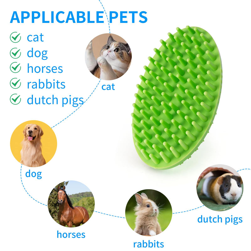 Dog Bath Brush, Green Double-Sided Shampoo Massage Brush, Adjustable Collar Handle for Grooming Short and Long Haired Pets(2pcs) Green(2 pack) - PawsPlanet Australia