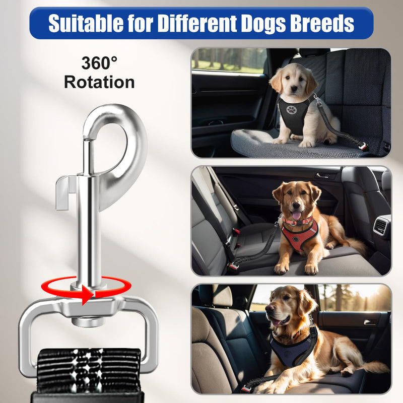 Dog Seat Belt Upgraded Dog Seat Belt for Car with Elastic Band, 360° Adjustable Dogs Harness Leash Tether, Universal Black, 2 Pack Dogs Seat Belts for Dogs - PawsPlanet Australia