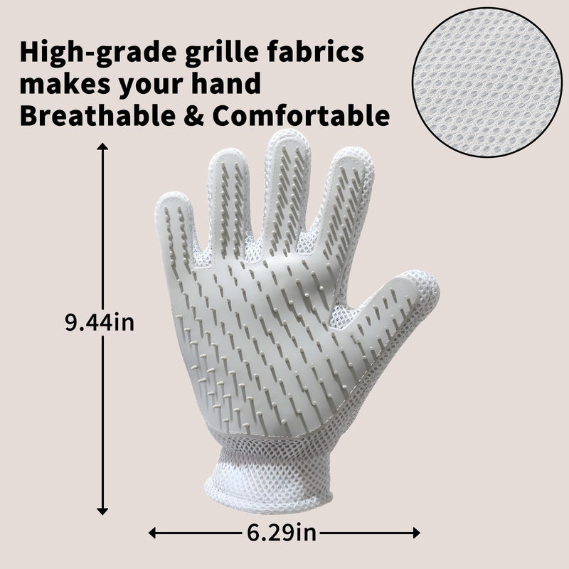 2 in 1 Pet Grooming Gloves - Cat and Dog Glove Brush, High Efficiency Pet Hair Removal Massage Glove, Clean Hair on Both Sides (Grey /1 Piece) Big Gray Eyes - PawsPlanet Australia