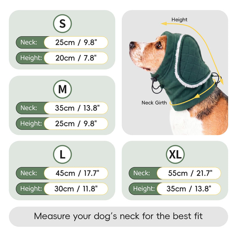 Dog Ear Protector, Soft Ear Wrap for Dogs, Protects Sensitive Ears & Prevents Scratching, Keeps Ears Clean for Long-Eared Dogs, Reduces Noise Slightly, Warm & Comfortable Daily Wear, Green L