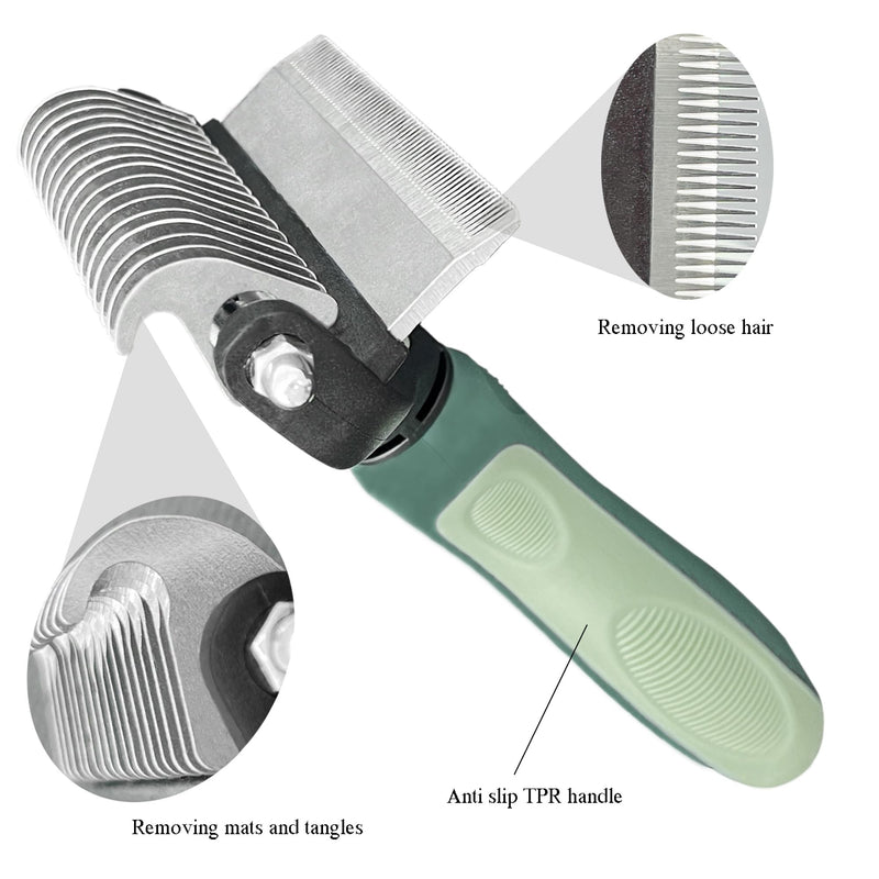 Pet Grooming 2 in 1 Rake Comb Dog Undercoat Dematting Deshedding Brush Hair Removal Tool for Pets Removing Mats and Tangles (Small) Small - PawsPlanet Australia