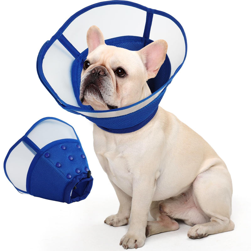 Allroaring Dog Cone Collar, Soft Dog Cones for Medium Dogs After Surgery, Adjustable Pet Cone for Dogs to Stop Licking, Breathable Doggie Elizabethan Collar for Wound Care Spay Neuter, Blue M Medium (Neck Girth: 11" - 14.1")