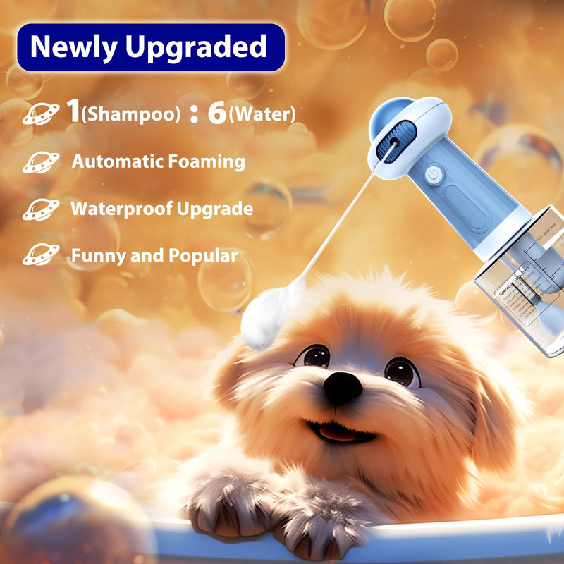 Waterproof Upgrade Dog Bath Supplies, Electric Dog Shower Foam Machine, Automatic Dog Soap Dispenser, Magnetic Charging Shampoo Frother for Dogs, Dog Bubble Machine for Pet Dog Cat Puppy Children-Blue Blue - PawsPlanet Australia