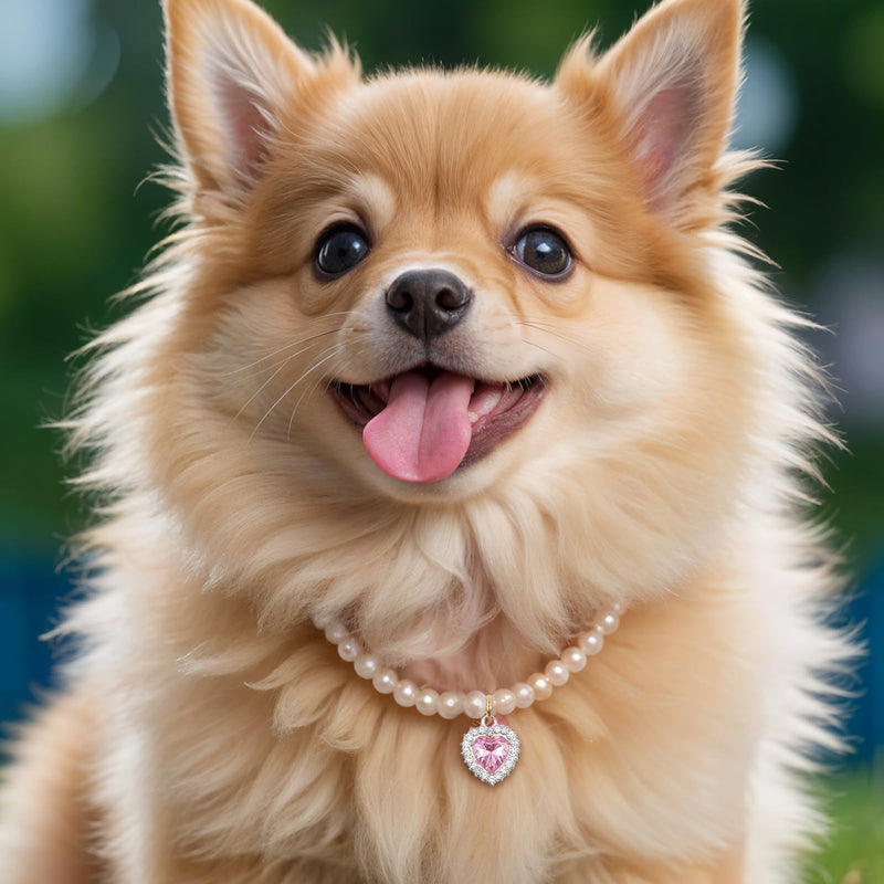 2 Pcs Girl Cat Dog Pearl Collar, Small Heart Shaped Rhinestone Pet Necklace, Pink White Diamond Kitten Collar Adjustable Wedding Party Jewelry Accessories for Puppy Kitten - PawsPlanet Australia