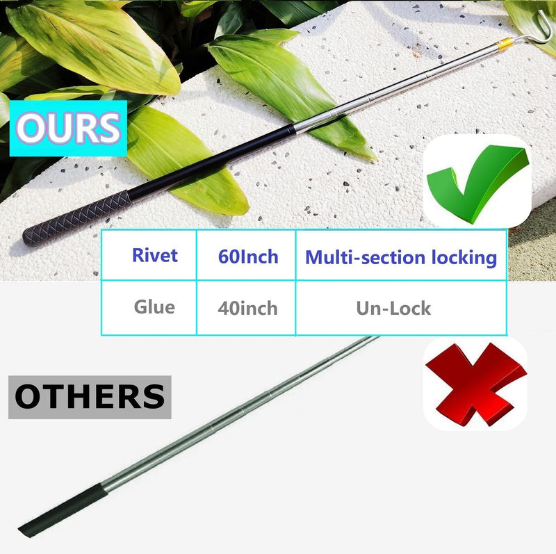 61" Snake Hook Reptile Catcher Stick Pole, Snake Handling Tool kit for Rattlesnakes Python Copperhead Removal Catching - PawsPlanet Australia