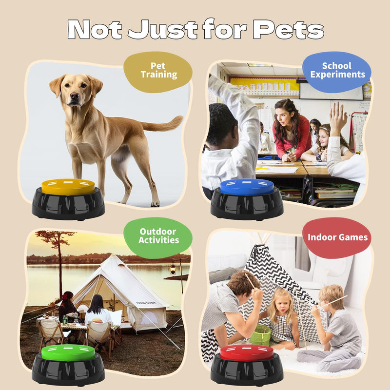 Voice Recording Button, Dog Buttons for Communication Pet Training Buzzer, 30 Second Record & Playback, Dog Talking Buttons Set 4 Pack with Stickers - PawsPlanet Australia