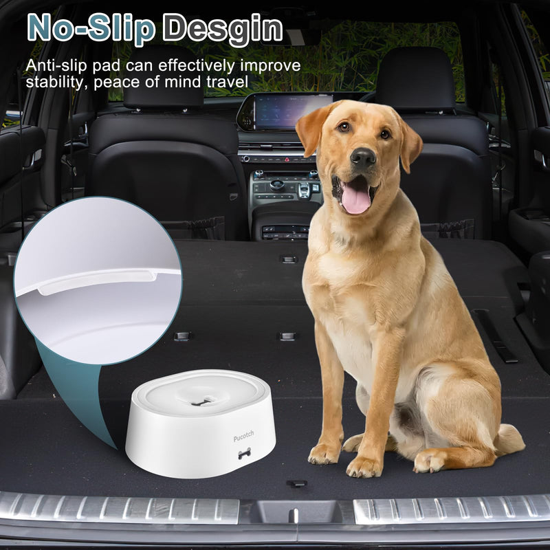 Dog Water Bowl No Spill 2L/70oz Spill Proof Dog Water Bowl Slow Water Feeder for Dogs No Splash Pet Water Bowl Dispenser for Messy Drinkers Vehicle Travel Dog Water Bowl,BPA Free White - PawsPlanet Australia