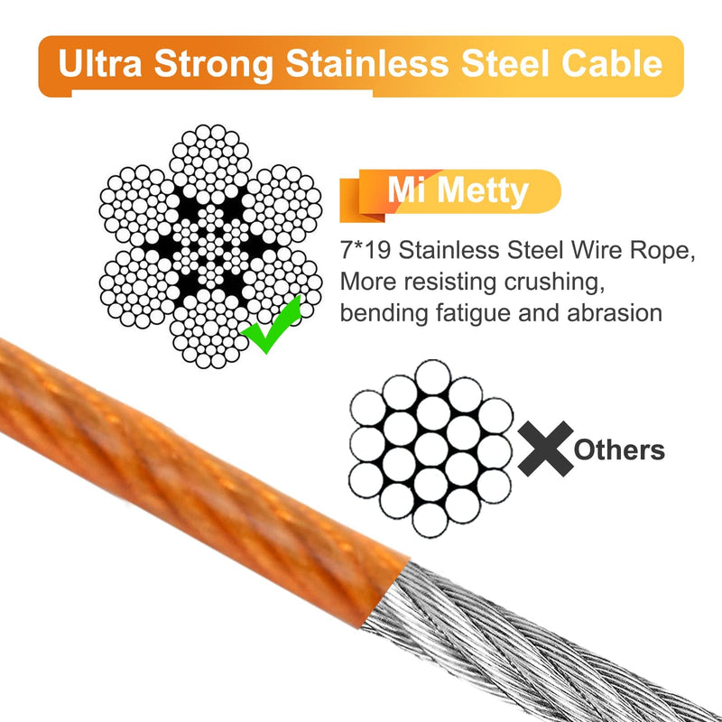 Tie Out Cable for Dogs, 20/30/50/100FT Dog Leads for Yard Chew Proof, Heavy Duty Dog Tie Out Cable for Large Dogs Up to 250lbs, Durable Dog Runner Tether Line for Outdoor, Yard and Camping Orange 120Ibs 20ft - PawsPlanet Australia