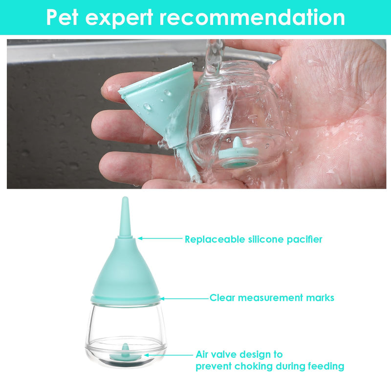 Puppy Nursing Bottles Kitten Milk Bottles Feeding Anti Choking Puppy Feeder Accessories with 3pcs Replaceable Reusable Silicone Nipples for Newborn Pets Small Animals (Blue) - PawsPlanet Australia