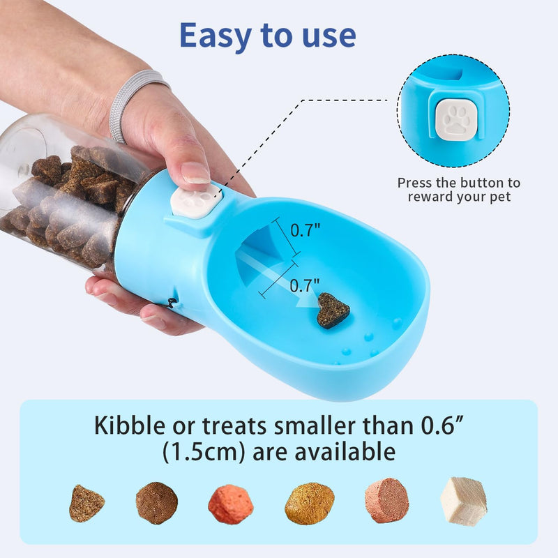 Colorday Handheld Dog Treat Dispenser Built-in Clicker & Treat Pouch, Slow Feeder for Puppy Training Walking Hiking Traveling (6.7 OZ, Blue) 6.7 OZ - PawsPlanet Australia
