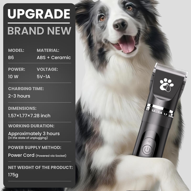 Dog Clippers for Grooming, 3-Speed Low Noise Cordless Pet Grooming Kits with Ceramic Blades & LED Display for Dogs Cats Full Coat Hair - PawsPlanet Australia