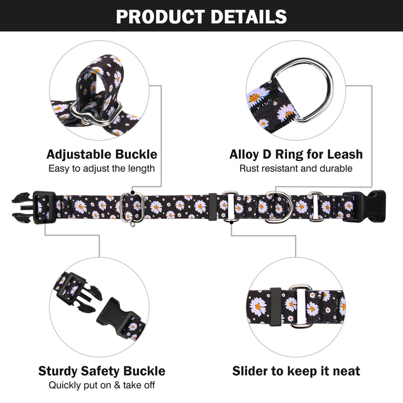 Hikiko Martingale Collar for Dogs with Buckle for Small Medium Large Dogs Soft Nylon Daisy Dog Collars Walking Training?Pure Daisy,Medium? Pure Daisy - PawsPlanet Australia