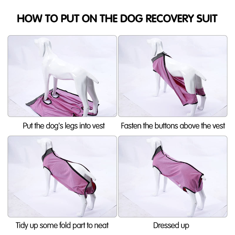 HEYWEAN Dog Recovery Suit Spay Suit for Female Dog Bodysuit After Surgery Dogs Onesie for Surgery Male Dogs Surgical Vest Substitute Recovery Collars Pink Striped L