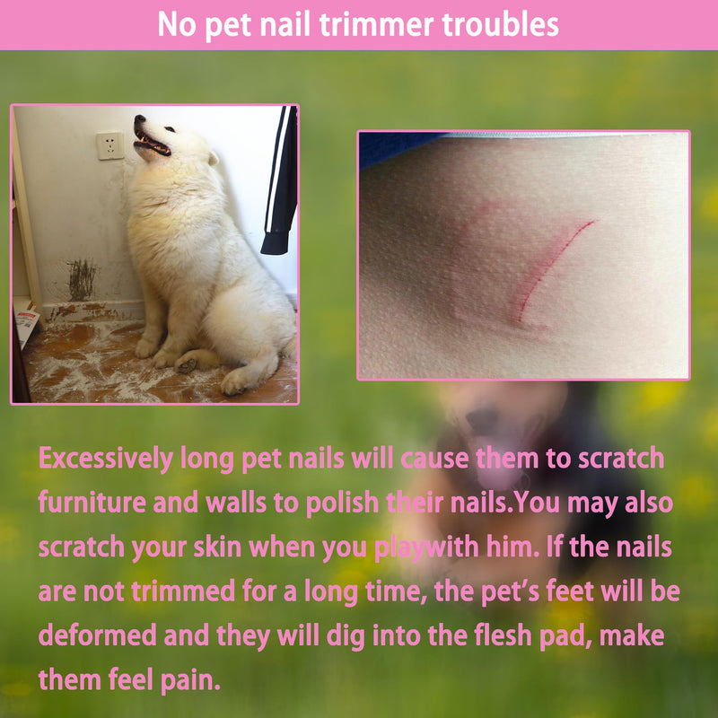 5Pcs Dogs and Cats Grooming Nail Clippers Kit Pet Claws Nail Clipper Trimmers, with Protective Guard Lock to Avoid Over Cutting, Professional Trimmers for Large and Small Cat and Dog Animal. (Pink) Pink - PawsPlanet Australia